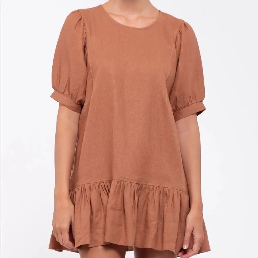 Moon River Drop Waist Dress with Bottom Shirring and Back Ribbon Detail size L